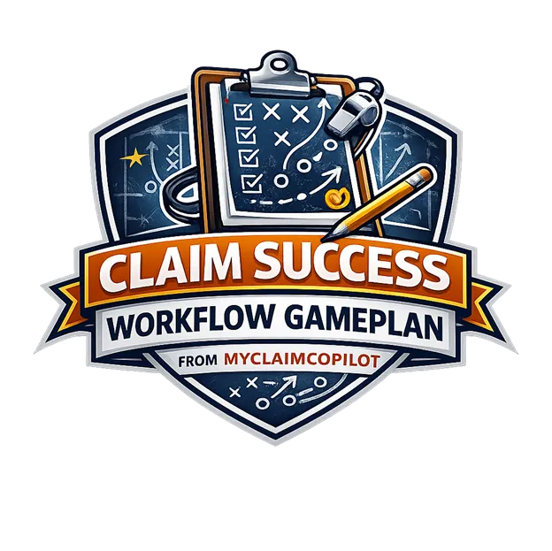 MyClaimCoPilot offers the "Claim Success Workflow GamePlan". A program, a system, that is customizable to any contractor, easy to implement, puts your construction company, your salespeople, in a position where they have the best chance to win each and every claim. It works for PAs and estimate writers, and even attorneys.